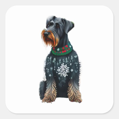 Funny Giant Schnauzer in Christmas Sweater Square Sticker