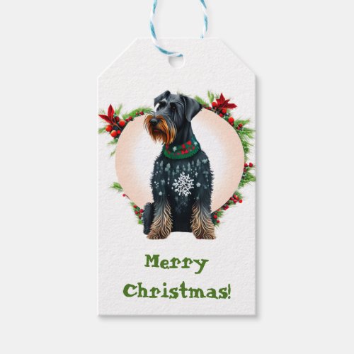 Funny Giant Schnauzer in Christmas Sweater ToFrom Gift Tags