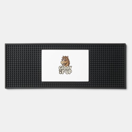 Funny Giddy The F Up Vintage Horse Shirt Design Bar Mat