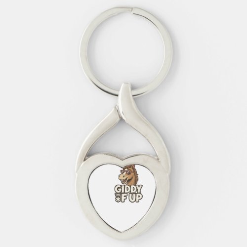 Funny Giddy The F Up Vintage Horse Shirt Design Keychain