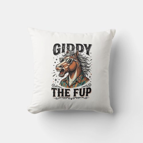 Funny Giddy The Fup Horse Vintage Engraving Shirt_ Throw Pillow