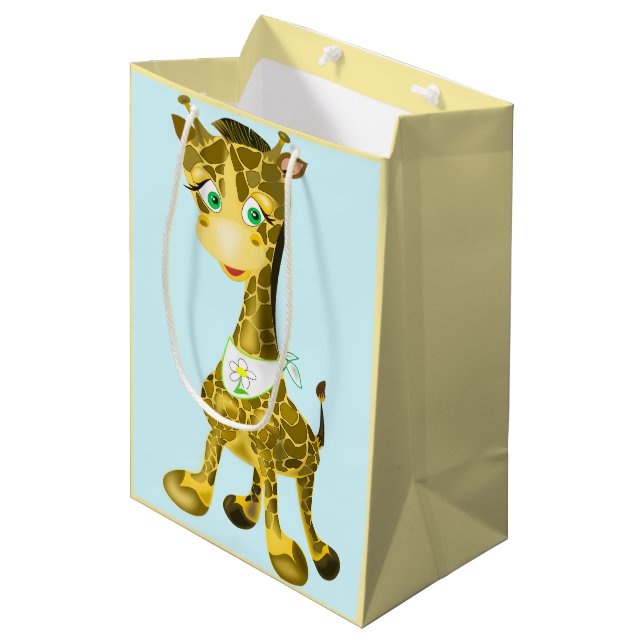 Funny Gift Bag Happy Baby Giraffe - Customizable (Front Angled)