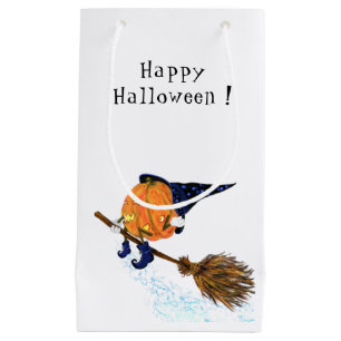 Funny Gift Bag with Halloween Witch Pumpkin Flying