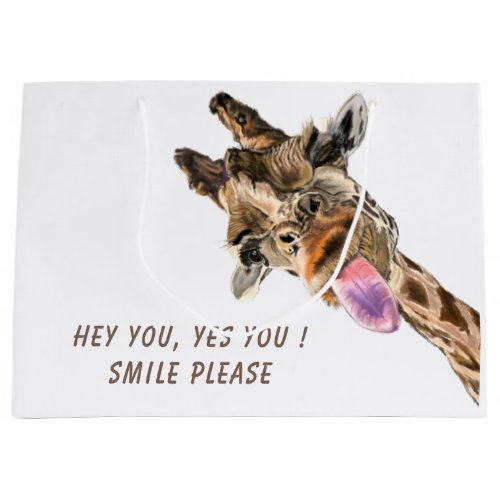 Funny Gift Bag with Playful Giraffe _ Custom Text