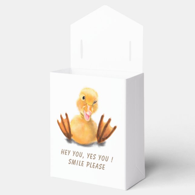 Funny Gift Box with Happy Yellow Duck - Smile (Opened)