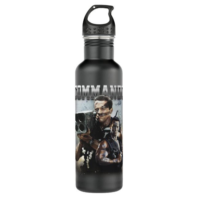 Funny Gift Commando Bootleg Tee Arnold Schwarzeneg Stainless Steel Water Bottle (Front)