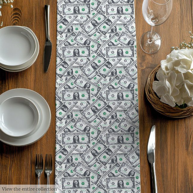 Funny gift cozy dollar pattern birthday surprise medium table runner (Funny gift modern dollar pattern personalized wrap)