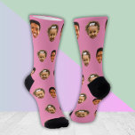 Funny Gift for Mom  – Custom 2 Face Photo Pink Socks<br><div class="desc">Surprise Mom with these custom socks featuring two of her kid's faces on a bright pink background. They’re a cozy and sentimental gift she’ll actually wear. Ideal for Mother’s Day, birthdays, or everyday smiles. To use a cutout of your son or daughter's face like in the example, the background must...</div>