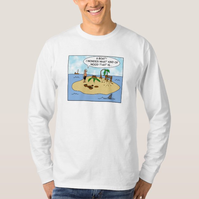 Funny Gift for Woodturner Deserted Island Cartoon T-Shirt (Front)