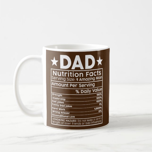 Funny Gift Men's Father's Day Dad Nutrition Facts Coffee Mug (Left)