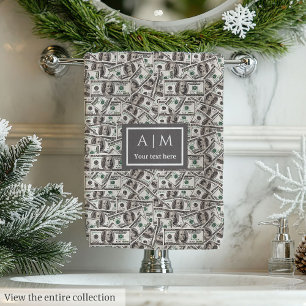 Funny gift modern dollar pattern personalized name bath towel set