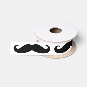 Funny gift ribbon with black mustache pattern