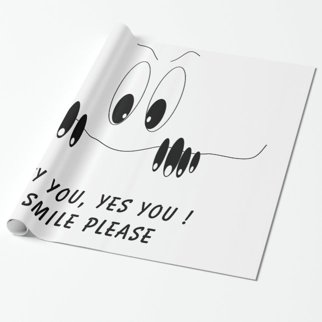 Funny Gift Wrapping Paper Curiosity Eyes - Smile (Unrolled)