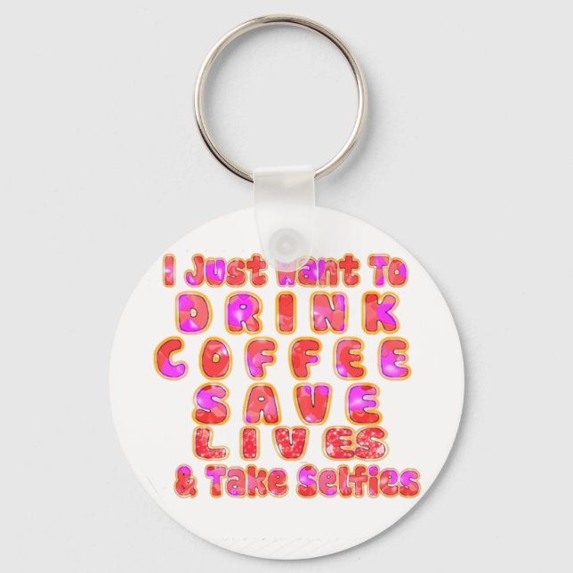 Funny Gifts for Coffee Lovers Keychain (Front)