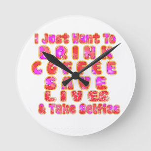 Funny Gifts for Coffee Lovers Round Clock