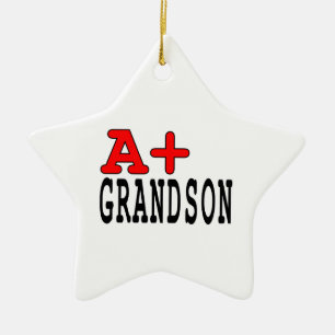 Funny Gifts for Grandsons : A+ Grandson Ceramic Ornament