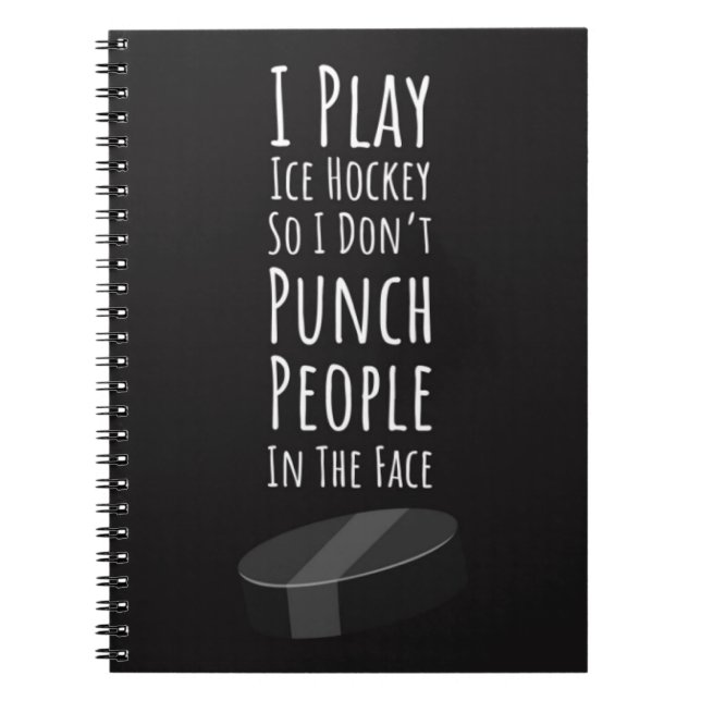Funny Gifts For Ice Hockey Players Team Sports Fun Notebook (Front)