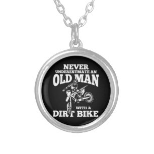Funny Gifts Never Underestmate An Old Man With A D Silver Plated Necklace