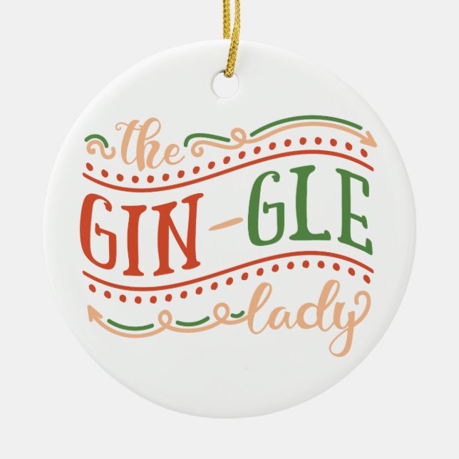 Funny Gin-gle Lady Christmas | Ornament (Front)