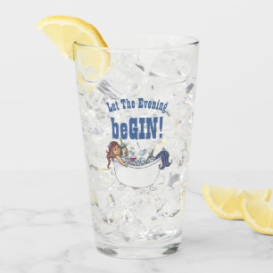 Funny GIN Slogan - Let The Evening BeGIN Mermaid Glass