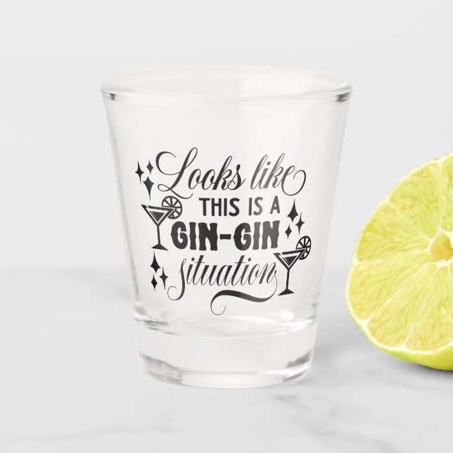 funny gin word art shot glass (Front)