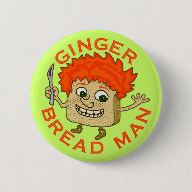 Funny Ginger Bread Man Christmas Pun Button (Front)