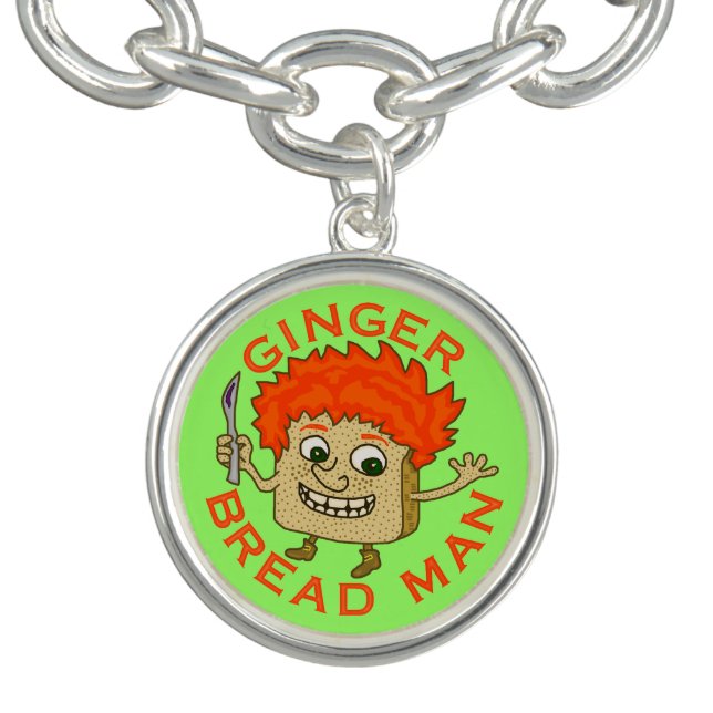 Funny Ginger Bread Man Christmas Pun Charm Bracelet (Design)