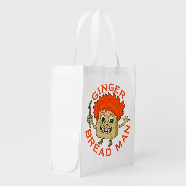 Funny Ginger Bread Man Christmas Pun Grocery Bag (Front Side)