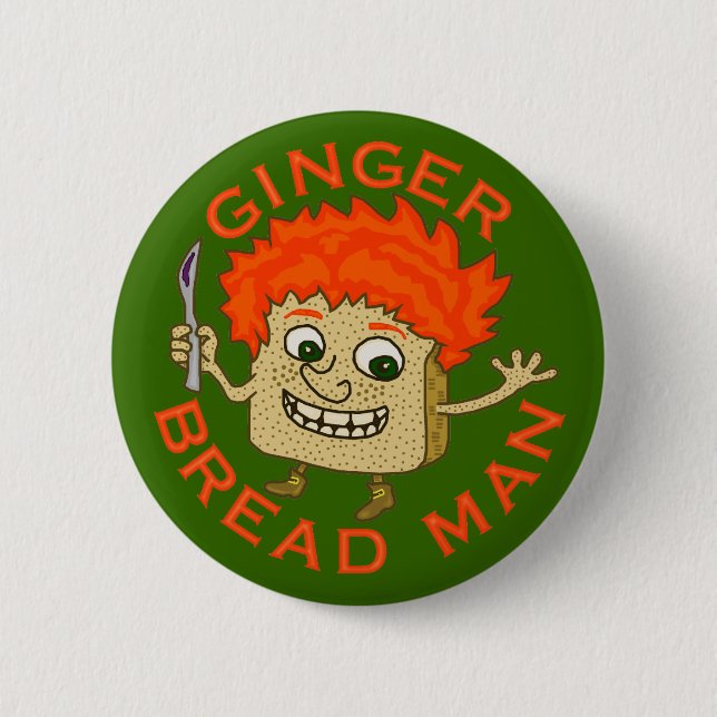Funny Ginger Bread Man Christmas Pun Pinback Button (Front)