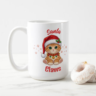 Funny Ginger Cat Christmas Santa Hat Pun Coffee Mug