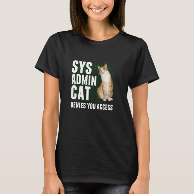 Funny Ginger Cat Computer Laptop Sysadmin Kitty Me T-Shirt (Front)