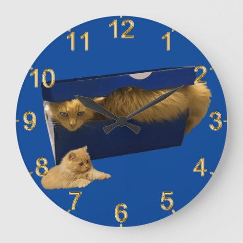 Funny Ginger Cat In A Shoe Box Wall Clock