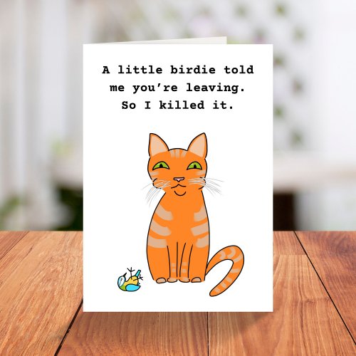 Funny ginger cat leaving retirement card