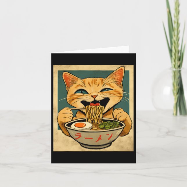 Funny Ginger Cat Ramen Japanese Kawaii Anime Cat G Card (Front)
