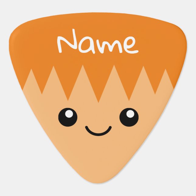 Funny ginger hair cartoon drawing custom name guitar pick (Front)