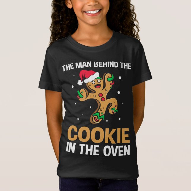 Funny Gingerbread Christmas Gender Reveal For Dad T-Shirt (Front)