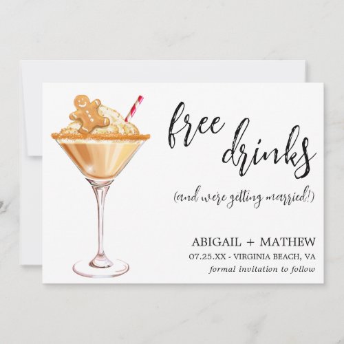 Funny Gingerbread Christmas Martini Photo Wedding  Save The Date
