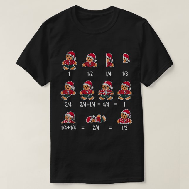 Funny Gingerbread Christmas Math Design T-Shirt (Design Front)