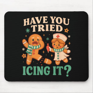 Funny Gingerbread Christmas Pun Have You Tried Ici Mouse Pad