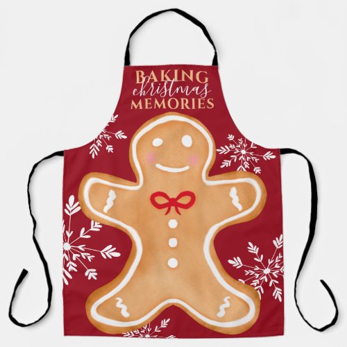 Funny gingerbread Christmas quote snowflakes Apron