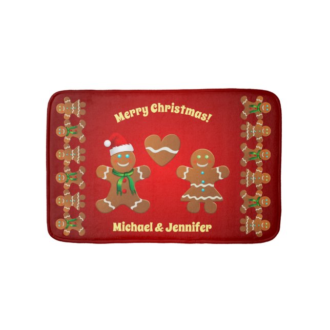 Funny Gingerbread Cookies Bath Mat (Front)