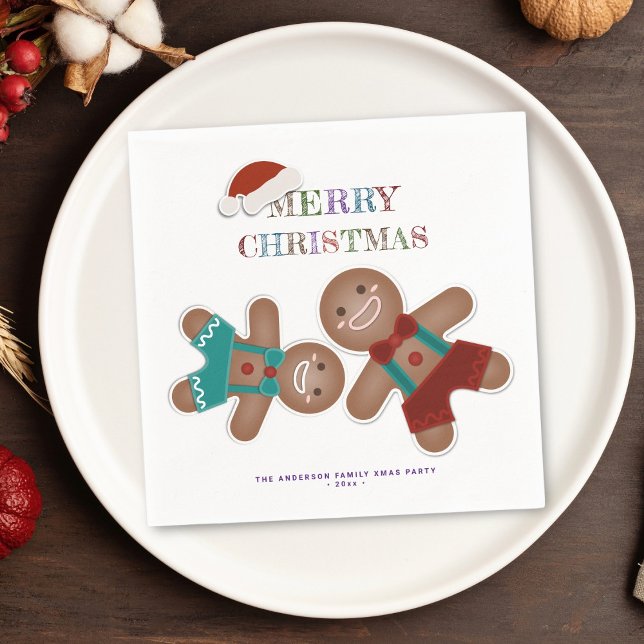 Funny Gingerbread Cookies Christmas Holiday Party Napkins (Creator Uploaded)
