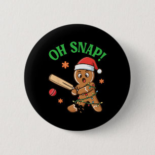 Funny Gingerbread Cricket Christmas Cookie Oh Snap Button