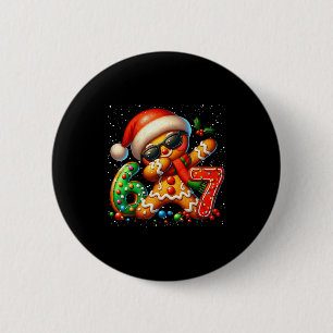 Funny Gingerbread Dabbing Six Seven 67 Meme Christ Button
