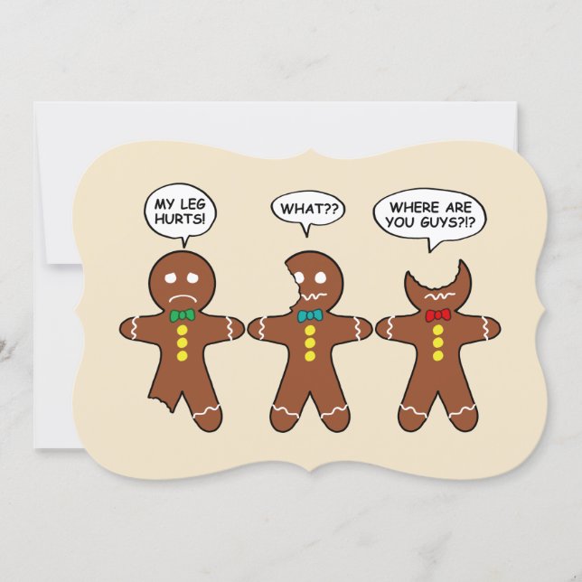 Funny Gingerbread Everything is Fine Holiday Card (Front)