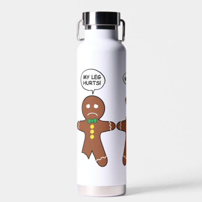 Funny Gingerbread Everything is Fine Holiday Water Bottle (Front)