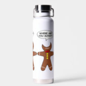 Funny Gingerbread Everything is Fine Holiday Water Bottle (Back)