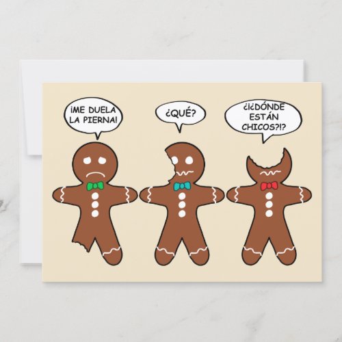 Funny Gingerbread Everything is Fine Spanish Holiday Card