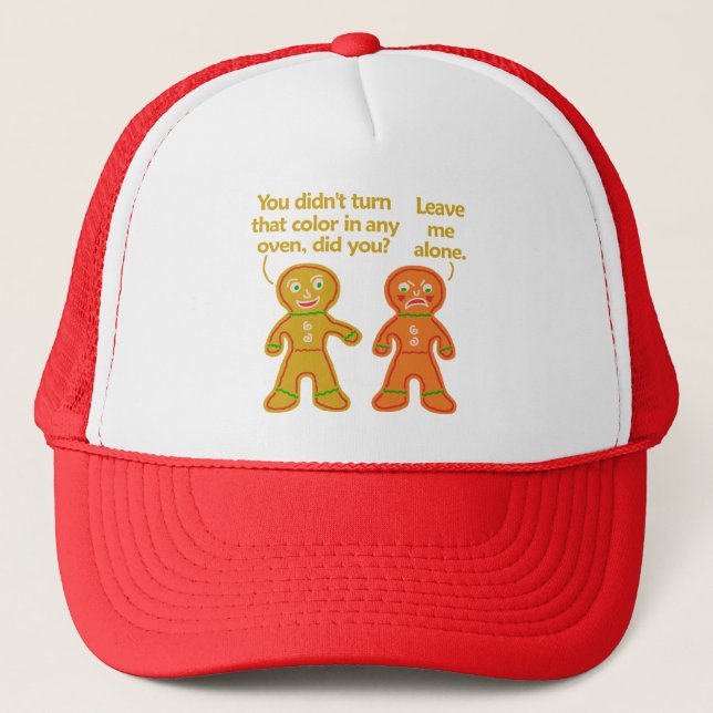 Funny Gingerbread Fake Tan Christmas Trucker Hat (Front)