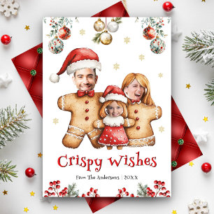 Funny Gingerbread Family Photo Face Fun Christmas Holiday Card